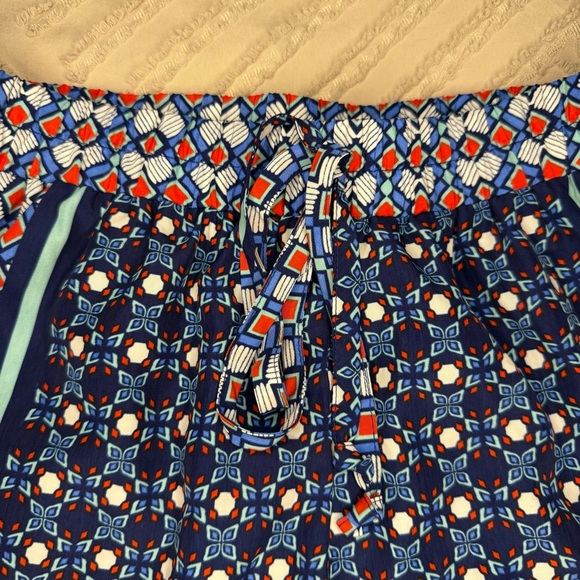 🍁 BeBop Red White Blue Patriotic Geometric Tie Waist Shorts | S - Picture 2 of 5